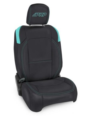 Jeep Wrangler JLU 392 Front Seat Covers - PRP Seats - Molle Back - Black/Teal - `20-`99